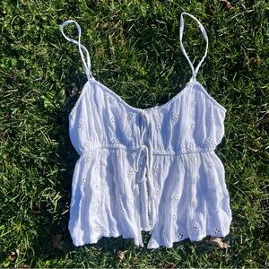 American Eagle Outfitters White Eyelet Crop Top
